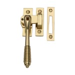 M Marcus Heritage Brass Lockable Mortice & Hook Plate Casement Fastener Reeded Design